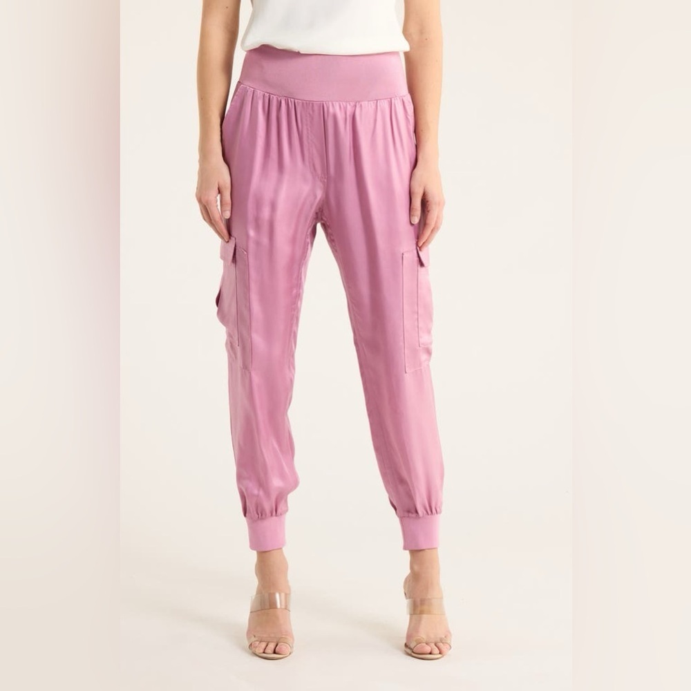Cinq à Sept Giles Cupro Crop Cargo Joggers Mauve Orchid Medium